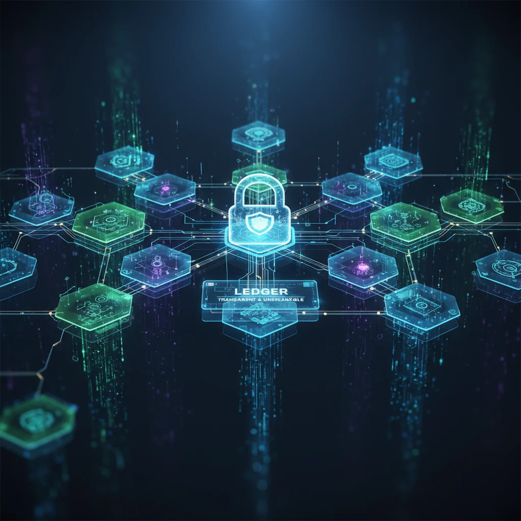 Blockchain network visualizing decentralized data storage for enhanced privacy and security.