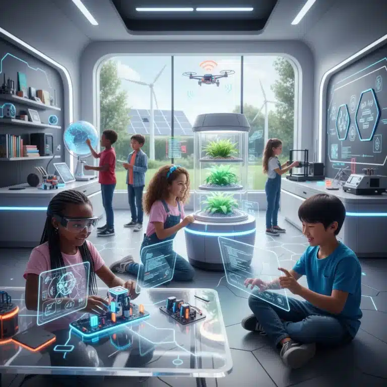 Children engaging with advanced STEM toys, fostering curiosity and learning.