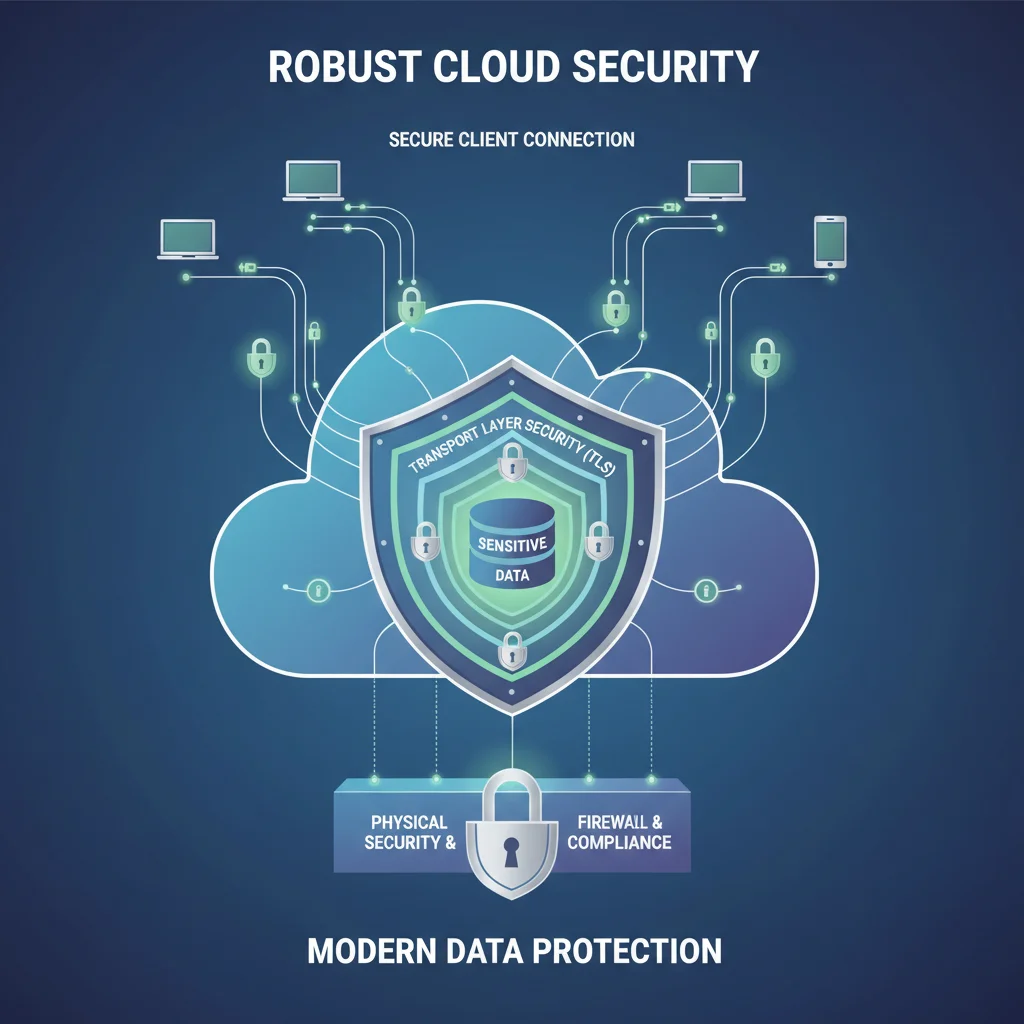 Diagram showing data encryption and security layers in cloud storage