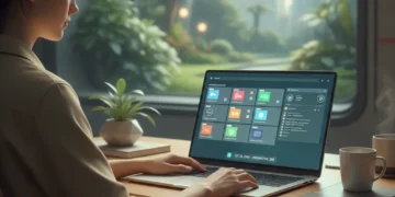 Person enjoying a decluttered and organized digital workspace in 2026.