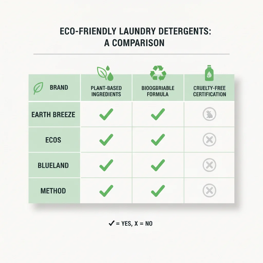 Infographic comparing features of four eco-friendly laundry detergents.