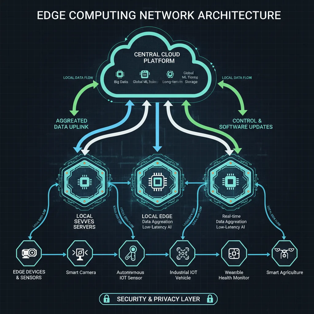 Diagram illustrating edge computing architecture and data flow