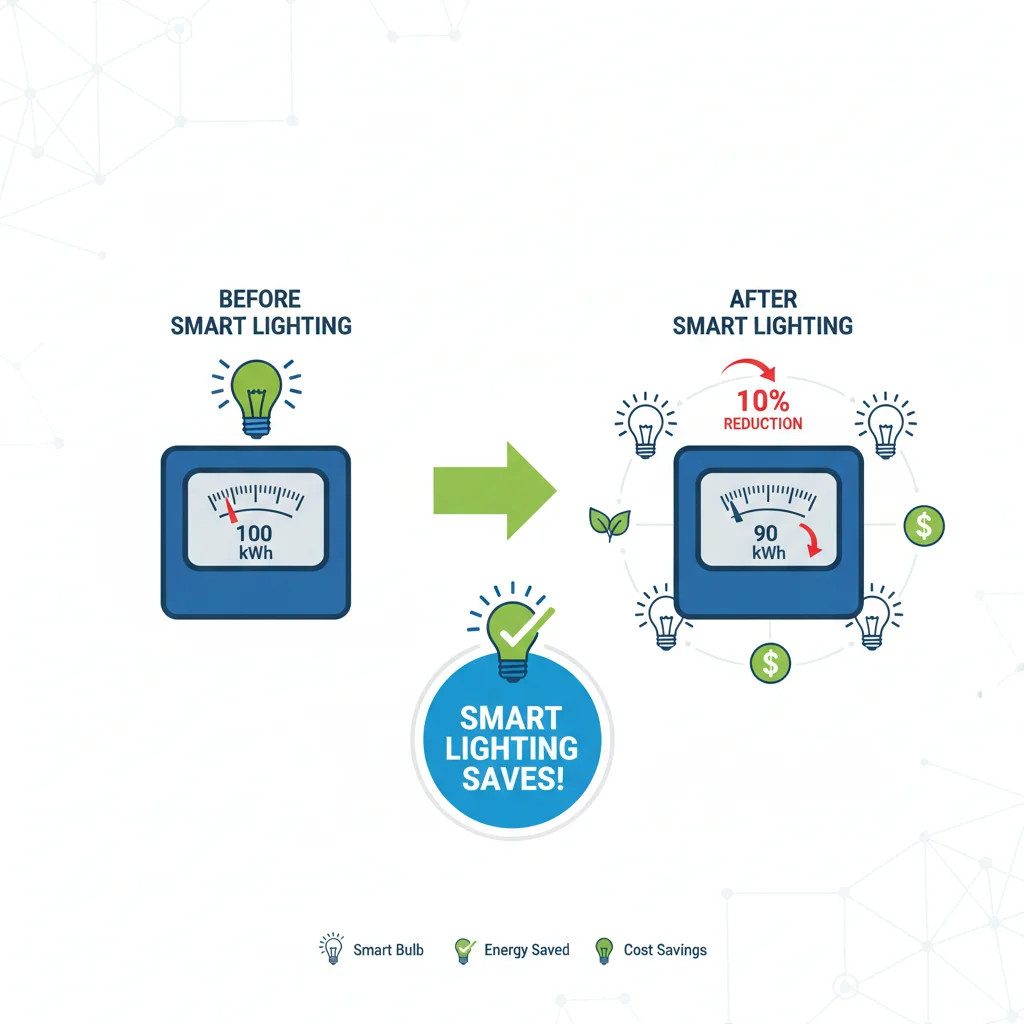 Infographic showing 10% electricity savings with smart lighting
