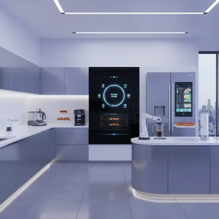 Futuristic smart kitchen with innovative appliances