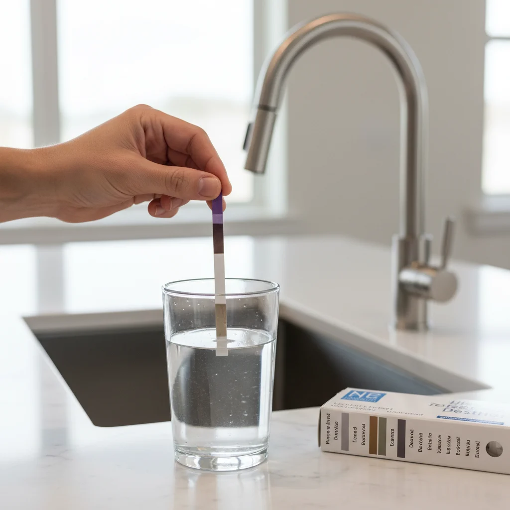 Person conducting a home water quality test to check for contaminants.