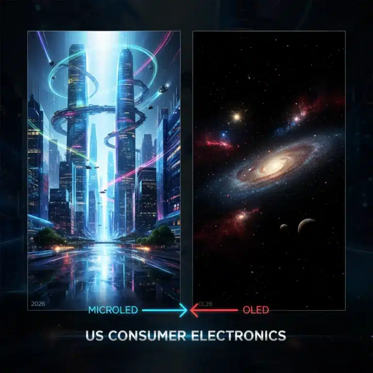 MicroLED vs OLED display technology comparison graphic