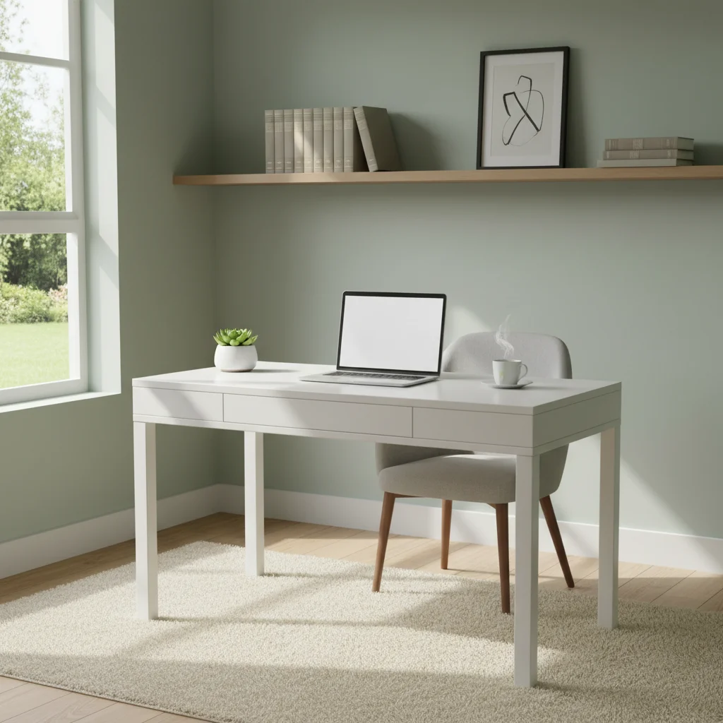 Minimalist home office, organized and peaceful
