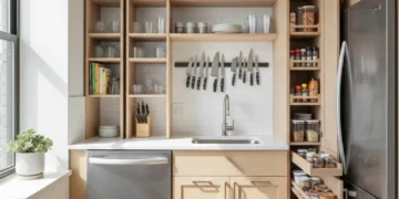 Modern small kitchen with smart storage solutions