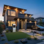 Affordable Home Security: Top 3 Low-Cost Upgrades for US Residences by Q2 2026 Modern US home with smart security doorbell and subtle lighting at dusk