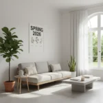 Organized minimalist living room, declutter challenge success