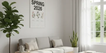 Organized minimalist living room, declutter challenge success