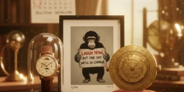 Three rare limited edition collectibles, including a vintage watch, art print, and historical artifact, glowing with investment potential, against a backdrop of a November 2026 calendar.