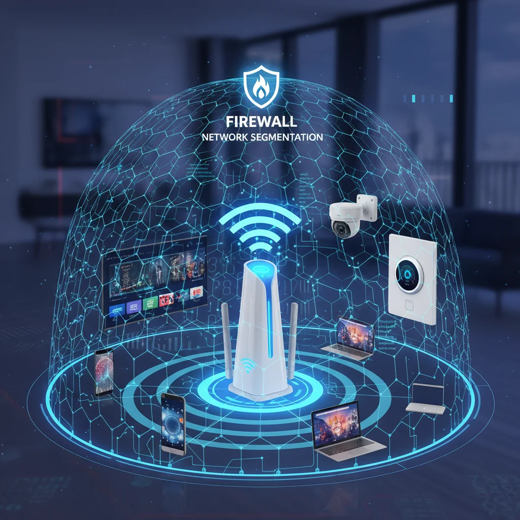 Diagram illustrating a segmented home network protecting smart devices.