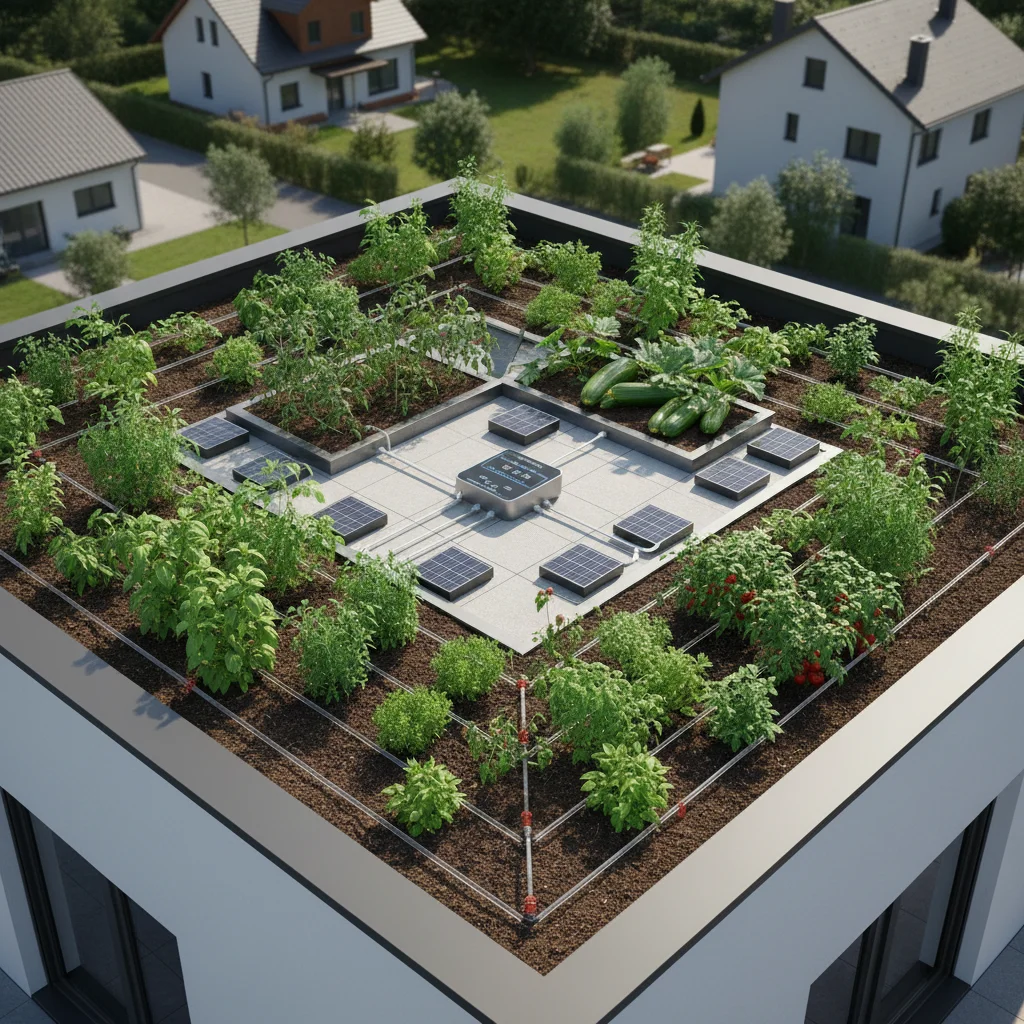 Innovative smart home garden system with integrated solar power for sustainable food.