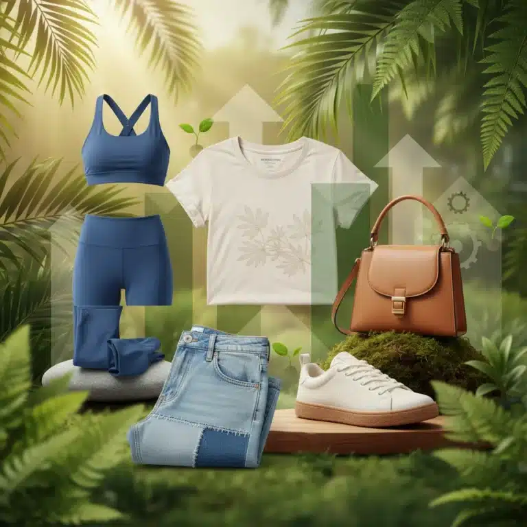 Collage of five growing sustainable fashion products in the US market