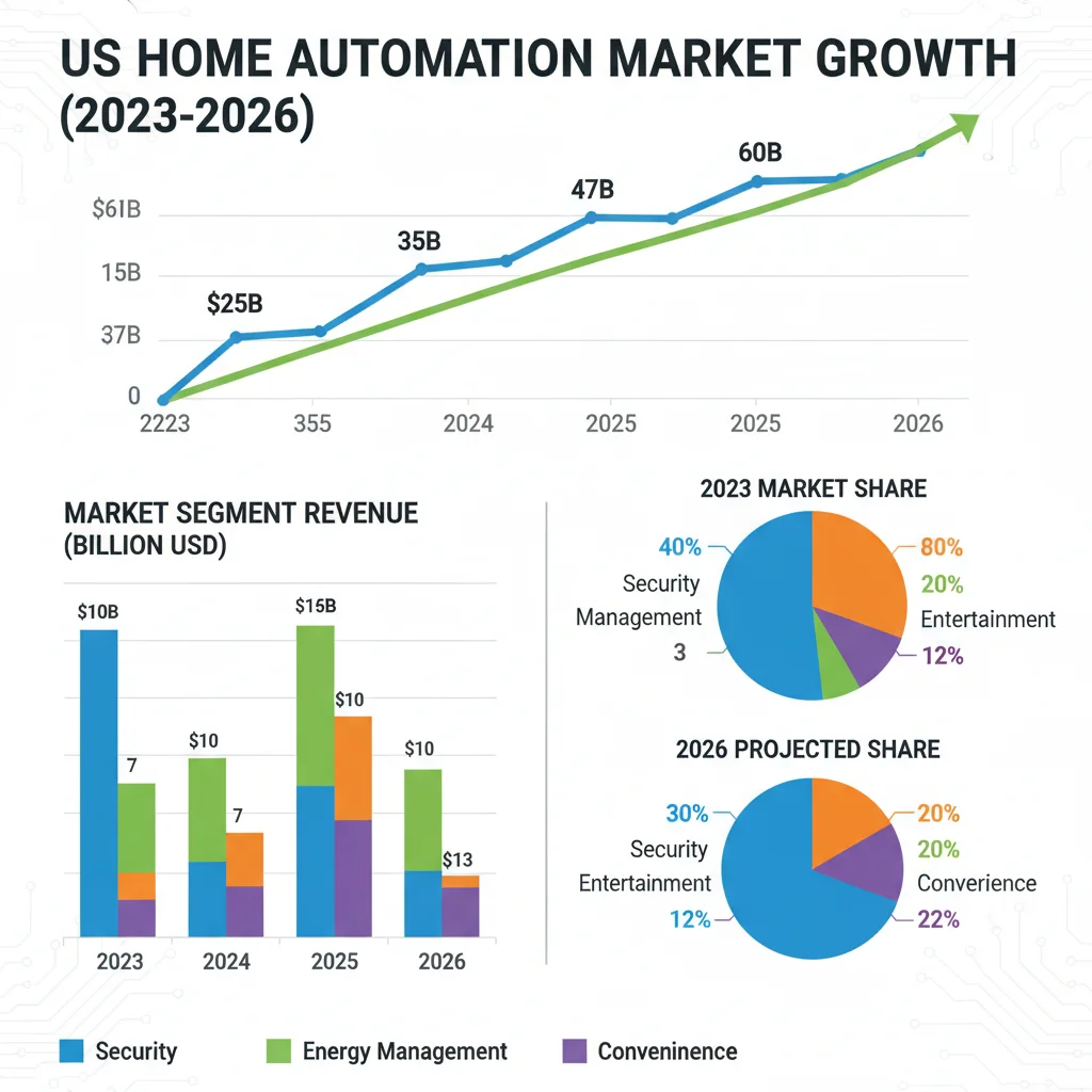 Infographic of US home automation market growth 2023-2026