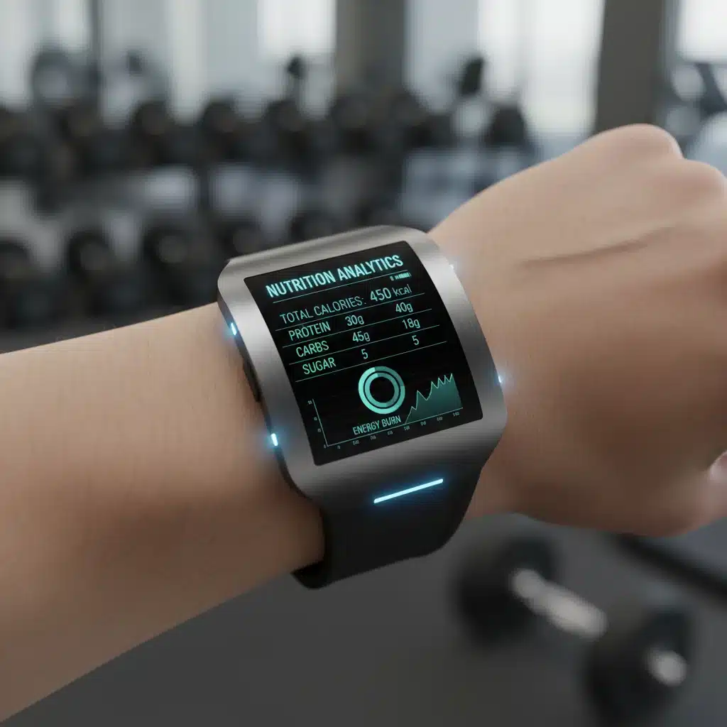 Wearable sensor displaying real-time nutritional data for personalized diet