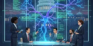 Professionals analyzing AI ethics and regulatory documents in a modern digital setting.