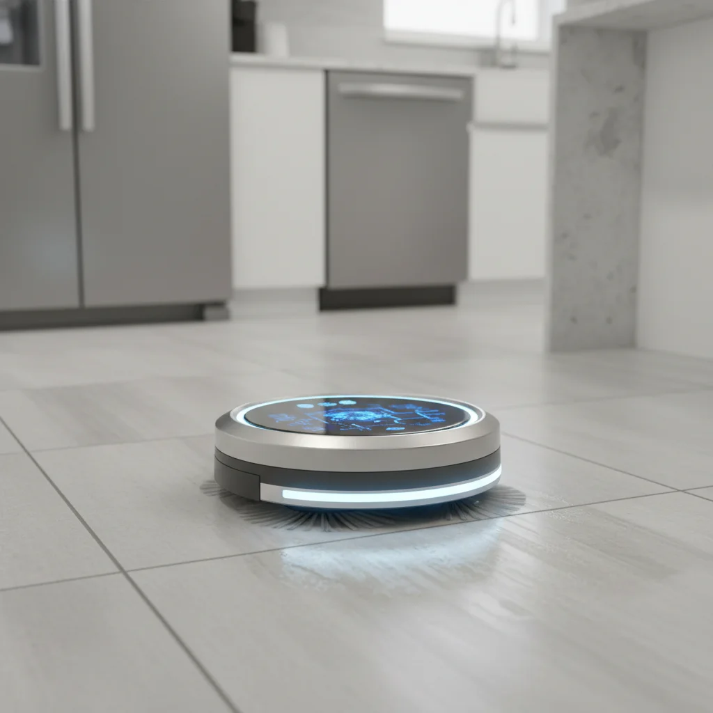 Advanced kitchen cleaning robot in action