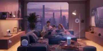 Modern living room with affordable smart home gadgets enhancing comfort