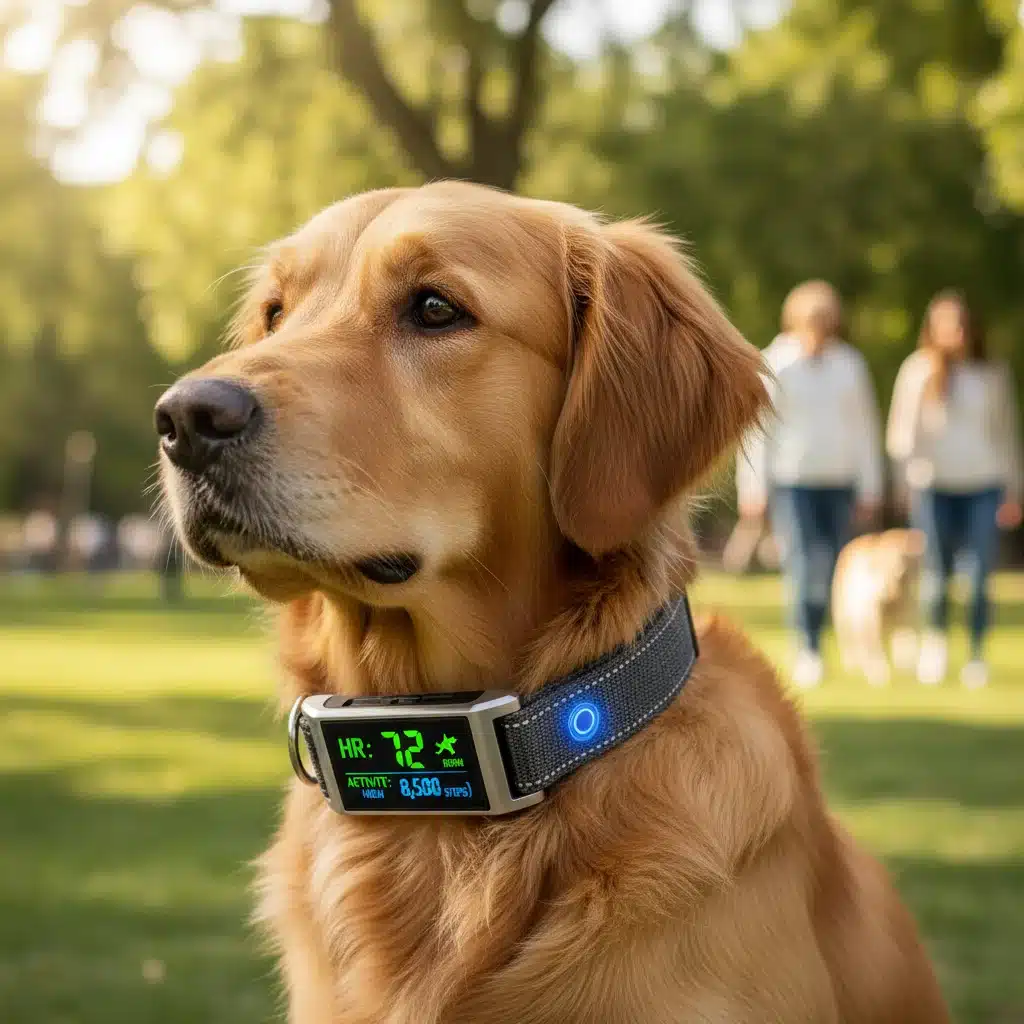 Smart pet collar monitoring dog's health and activity in real-time